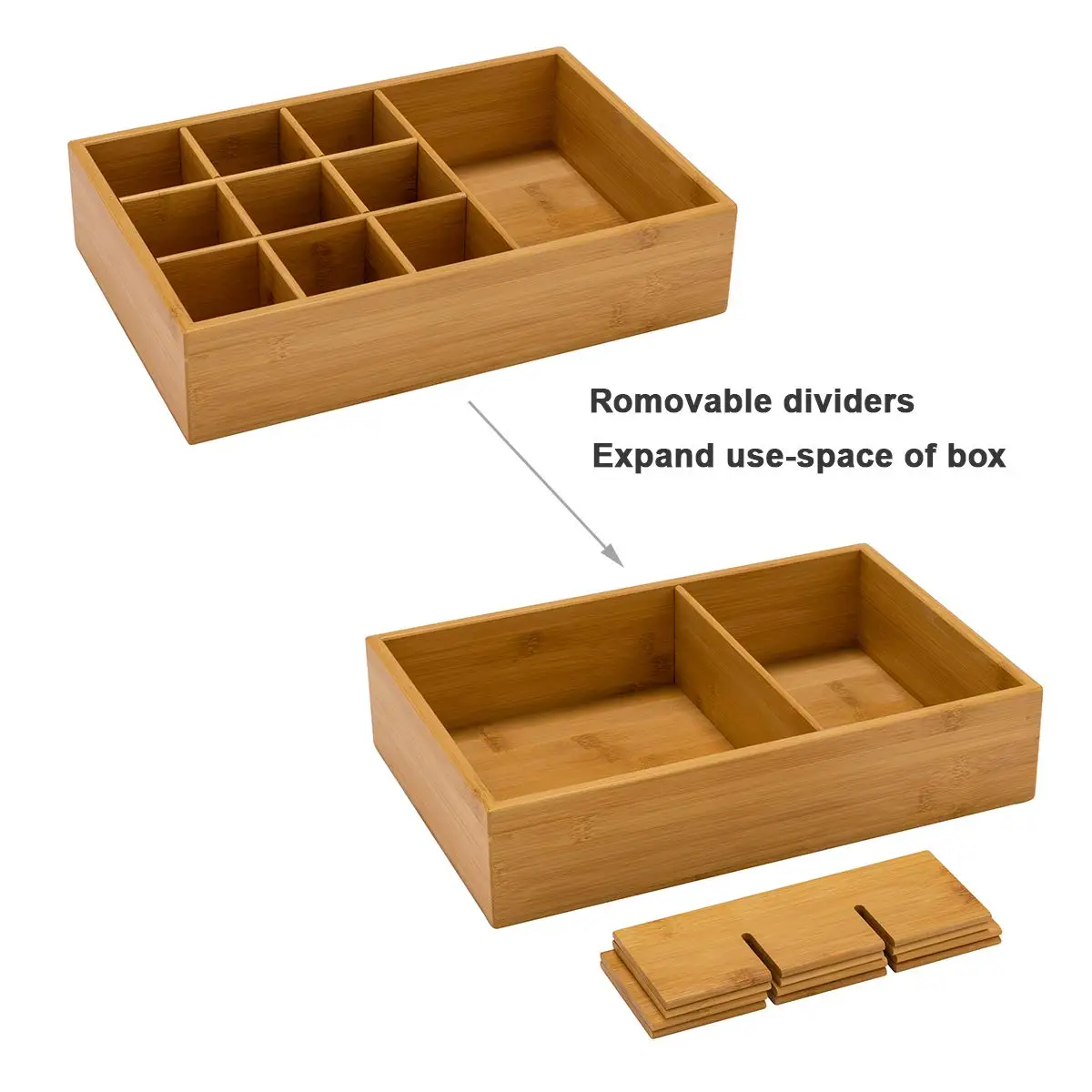 Bamboo 10 Compartment Belt Organizer Drawer Small Clothes Organizer Multifunctional Wooden Storage Organizer with Dividers