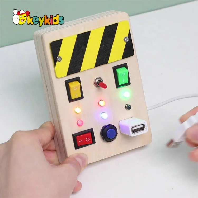 Customize Children Sensory Wooden Montessori Switch Board with LED Light W12D460