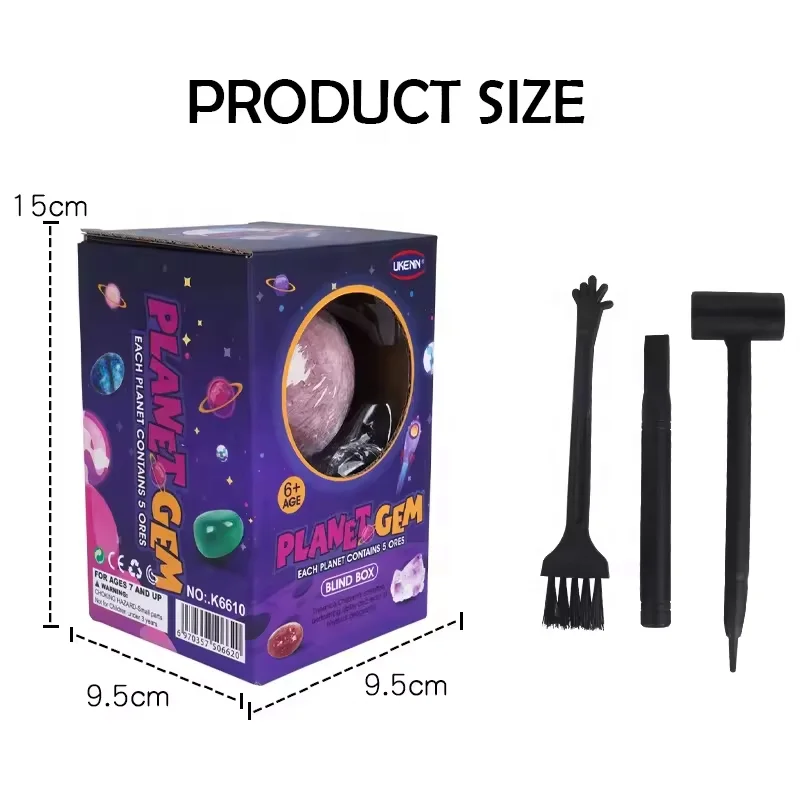 Solar System Moon archaeological digging kit Excavation 5pcs Natural Gemstone Sets Stone Dig Kit For Kids Toys
