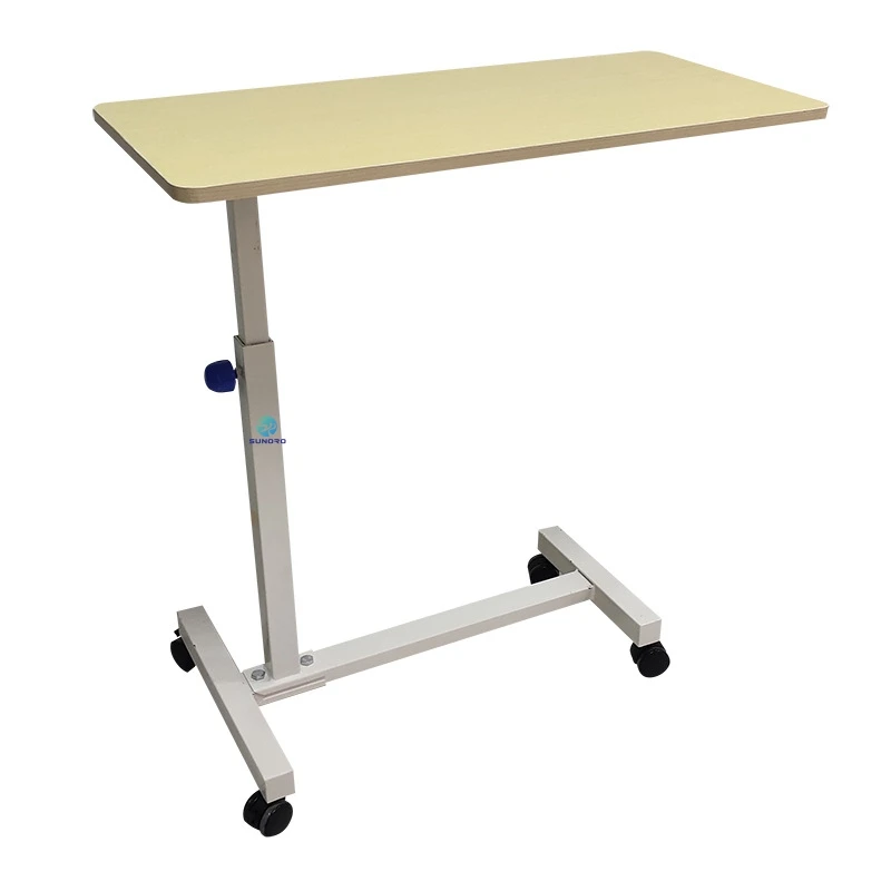 MT05 Medical Hospital Furniture Movable Mobile Table Height Adjustable Table Hospital Bed Dinner Table with Wheels