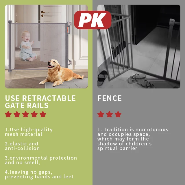 Extra Wide Retractable Baby Safety Gate Multifunctional Dog Pet Barrier Functional Design Plastic Mesh Metal Safe Playground Use