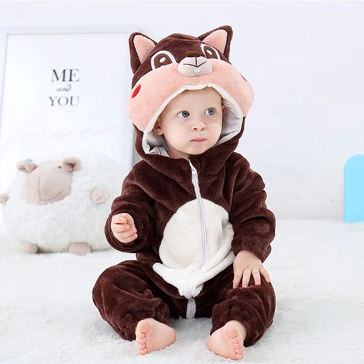 Michley Warm Hot-sale 100% Polyester Flannel Baby Pajama Cute Newborn Baby Onesie Jumpsuits Winter Baby Animal Romper