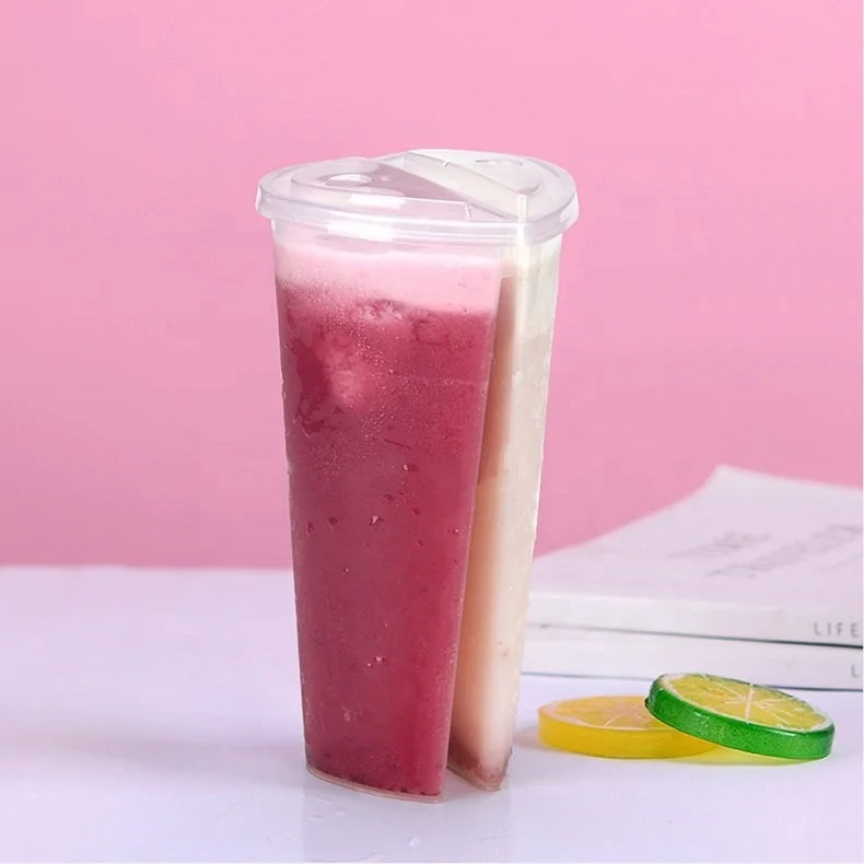  Пластиковые чашки в форме сердца двойная чашка для молока чая boba бесплатный
