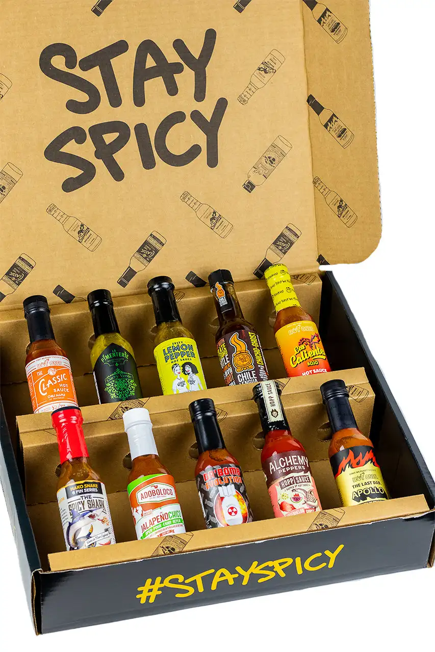 GMI custom heatonist hot sauce gifts paper packaging for year of hot ones