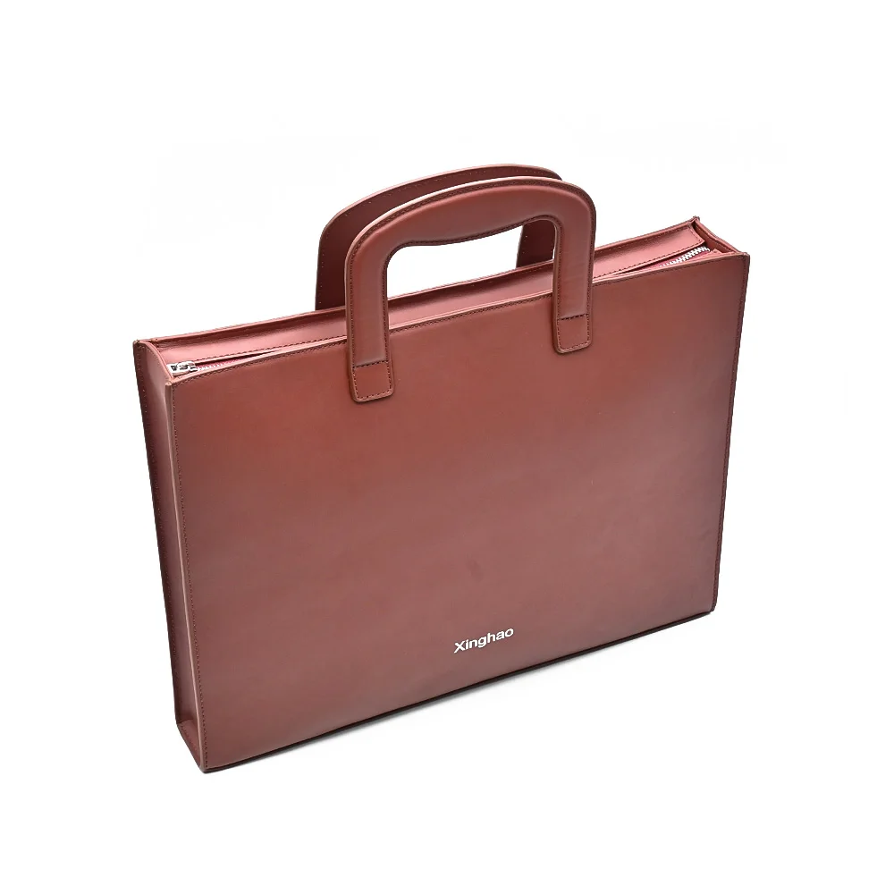 customize new arrival brown genuine real cowhide leather slim men laptop bag business briefcase for men