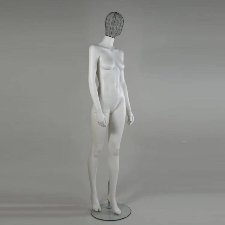 Factory direct sales standing woman mannequin fiberglass female full body mannequin with iron wire head for cloth store display
