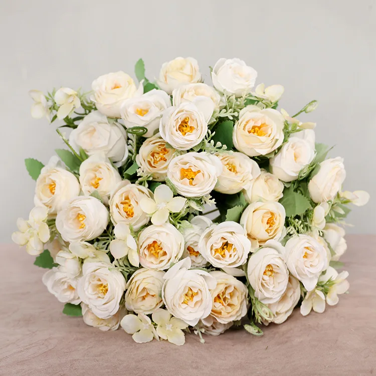 High Quality Valentines Day Gift Artificial Rose 3 Head Silk Rose Artificial Flowers For Wedding Home Decoration