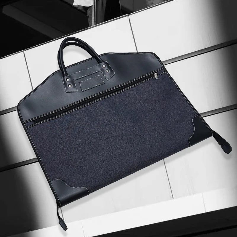 Складная прочная сумка для костюма с логотипом на заказ, Высококачественная нейлоновая сумка из искусственной кожи в стиле пэчворк для одежды с наружными кожаными ручками на молнии