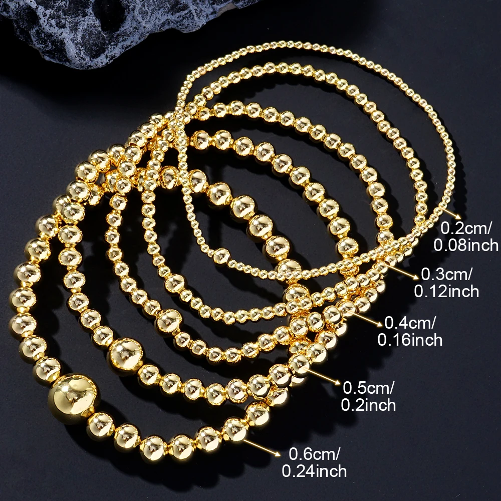 New Luxury 18k Gold Filled Beads Bracelets Women Fashion Charm Waterproof Gold Beaded Bracelet Jewelry For Gift