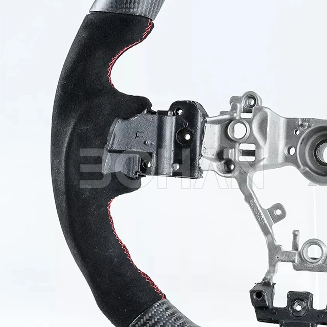 Steering Wheel, Real Matte Carbon Fiber Steering Wheel D-Type Racing Design Nappa Leather Car Steering Wheel for Subaru WRX STI