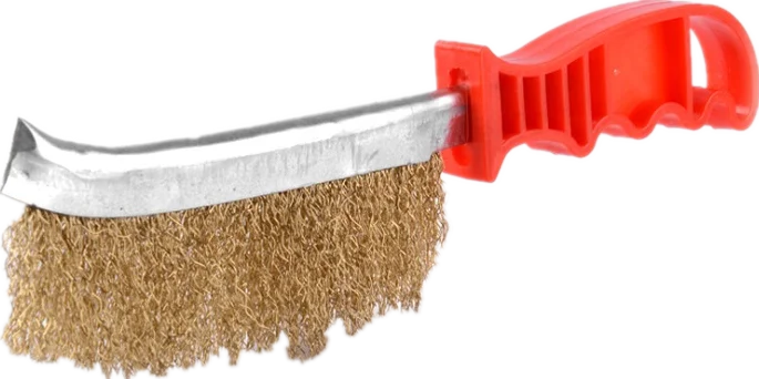HOTO Carbon Steel Wire Brush with Curved Wood Handle