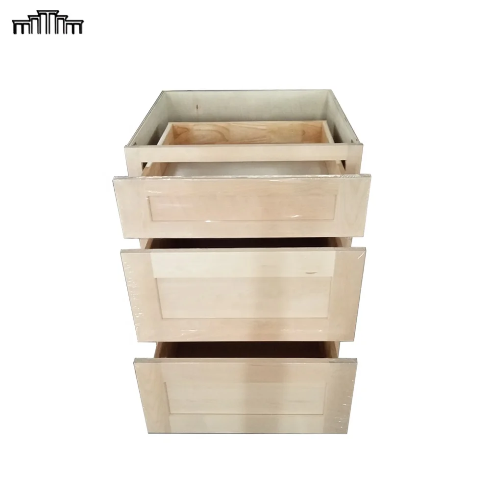 RTA Manufacturer Wholesale US Shaker Style DB30 Wooden Unfinished/Painting Kitchen Base Cabinets With Dovetail Joint Drawer Box