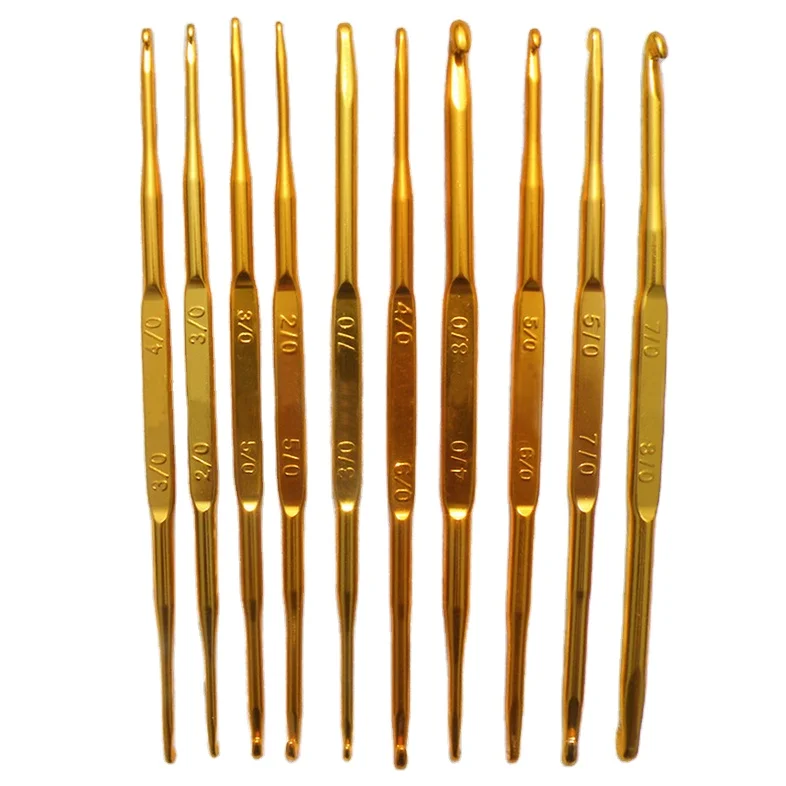 Gold Aluminum Twin Crochet Hook needle with 2 Crochet head in 1