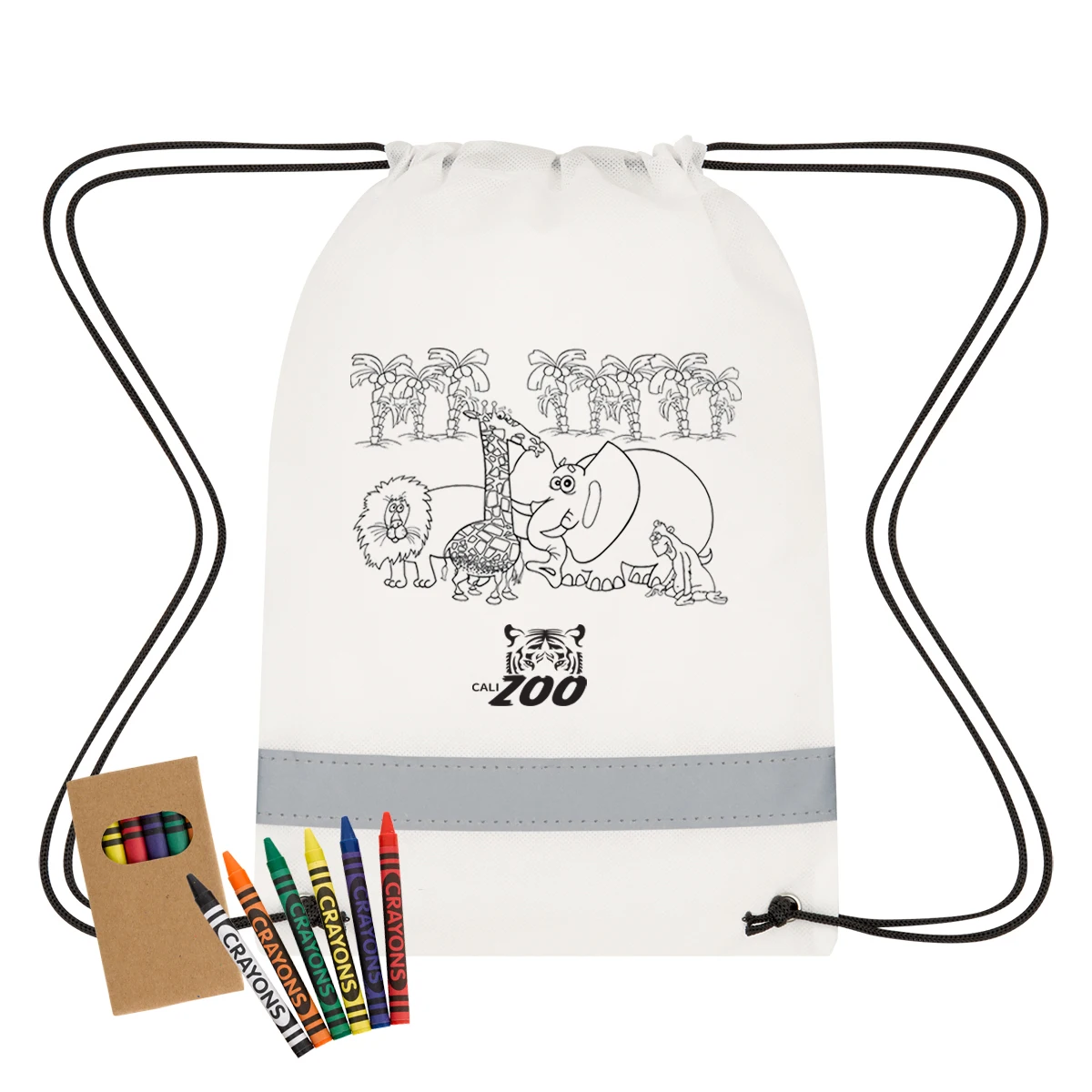 DIY coloring reflective non woven backpacks bag with washable crayon set