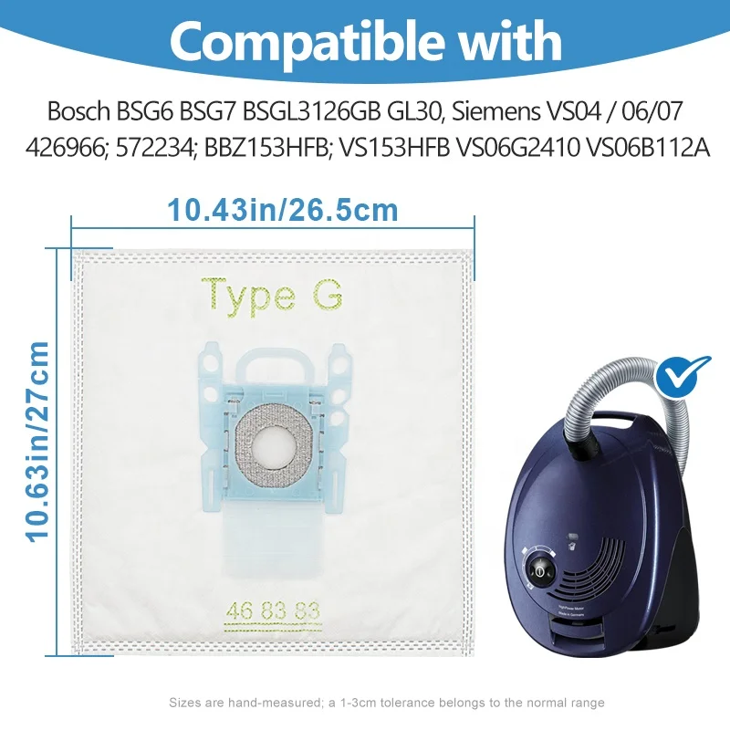 Fit for Bosch Type G GL30 BSG7 BSGL5 BGL45 3D Efficiency AirClean Efficiency Dust Bag