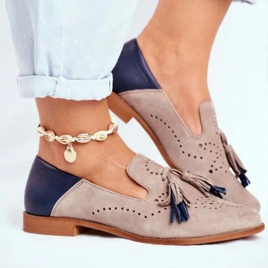  Round Head Carved Fringe Decoration Casual shoes Leather Brogues Shoes For