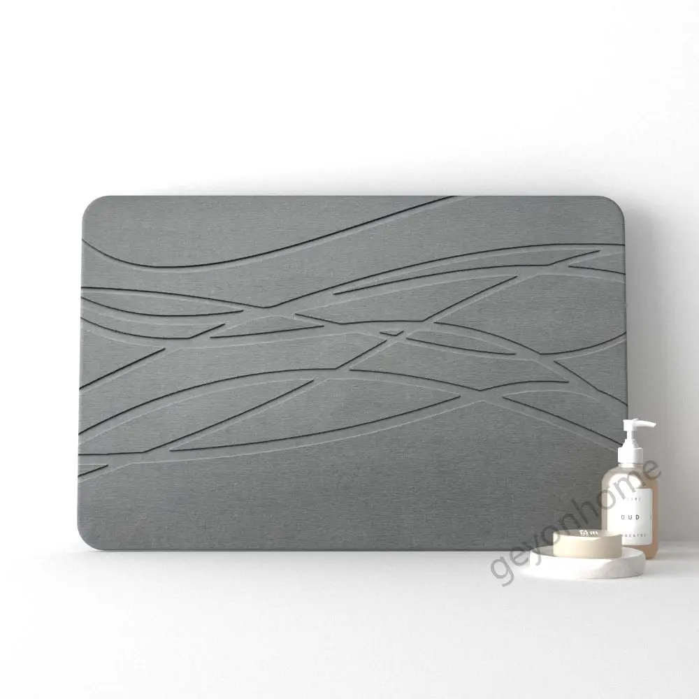 Ultra Fast Drying Engrave Stone bath Mat Home Decor Diatomate Stone Bathroom Mat