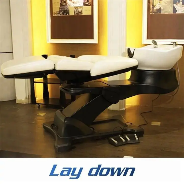 Hair Washing salon electric  adjustable shampoo bowl chair rotated shampoo bed for barber shop