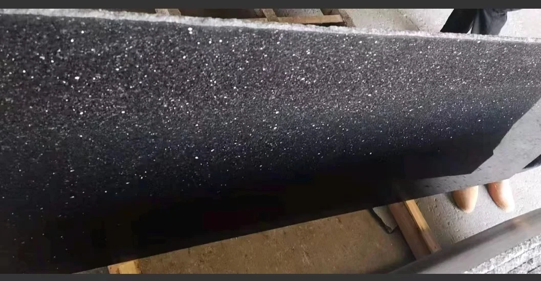 China polished Black Galaxy granite floor tiels paving stone