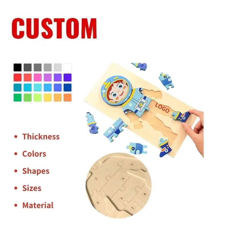 Children Educational Montessori Toys Cartoon Wooden Jigsaw Puzzle for Kids Astronaut Worker