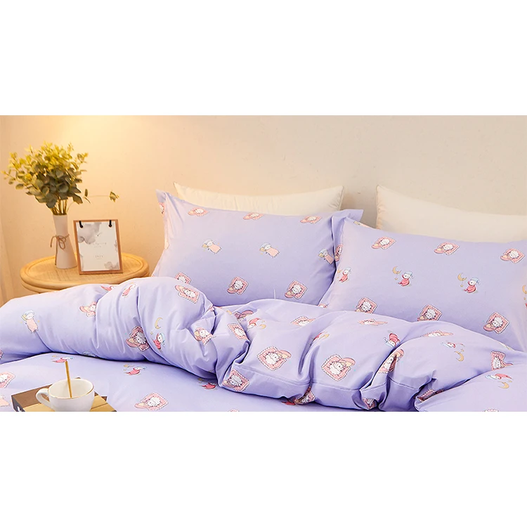 Cartoon patterned baby girl crib bedding sheets , duvet covet and pillowcases baby cot set bedding