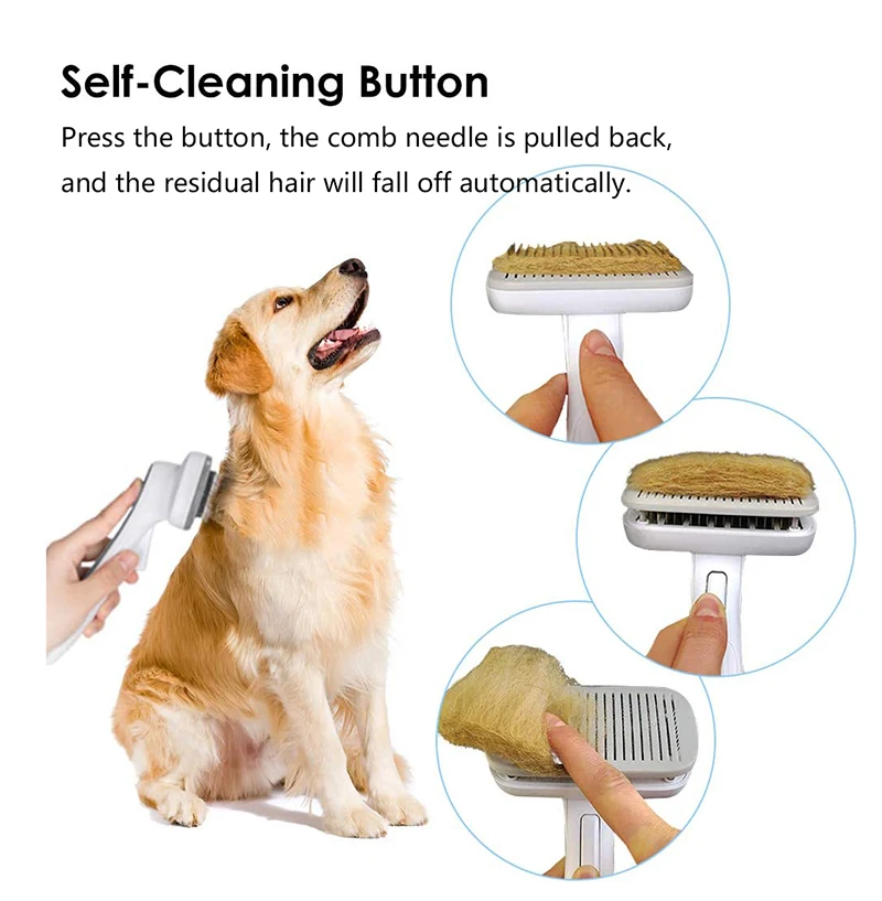 
Self Cleaning Pet Grooming Brush Bath Comb Fur Removal Shedding Tool for Thick & Thin Hair Dog Cat Supplies 