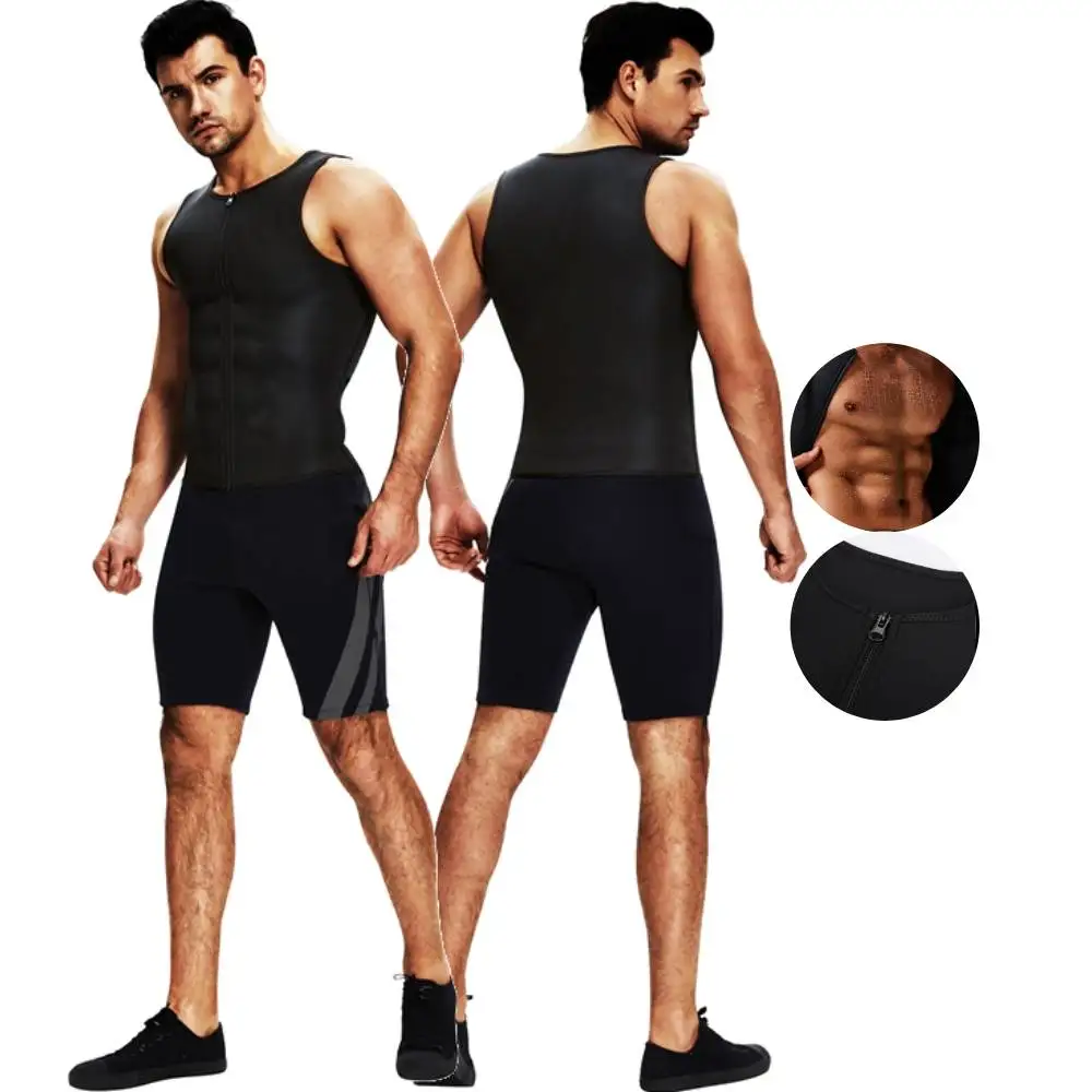 HEXIN Slimming Vest 2021 Vest Zipper Tank Top Sauna Suit with Waist Belt Men Neoprene Sauna Waist Trainer Vest