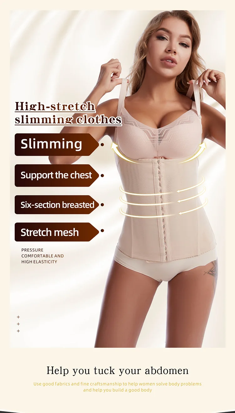 Body garment with six rows of buttons to strengthen the binding corset