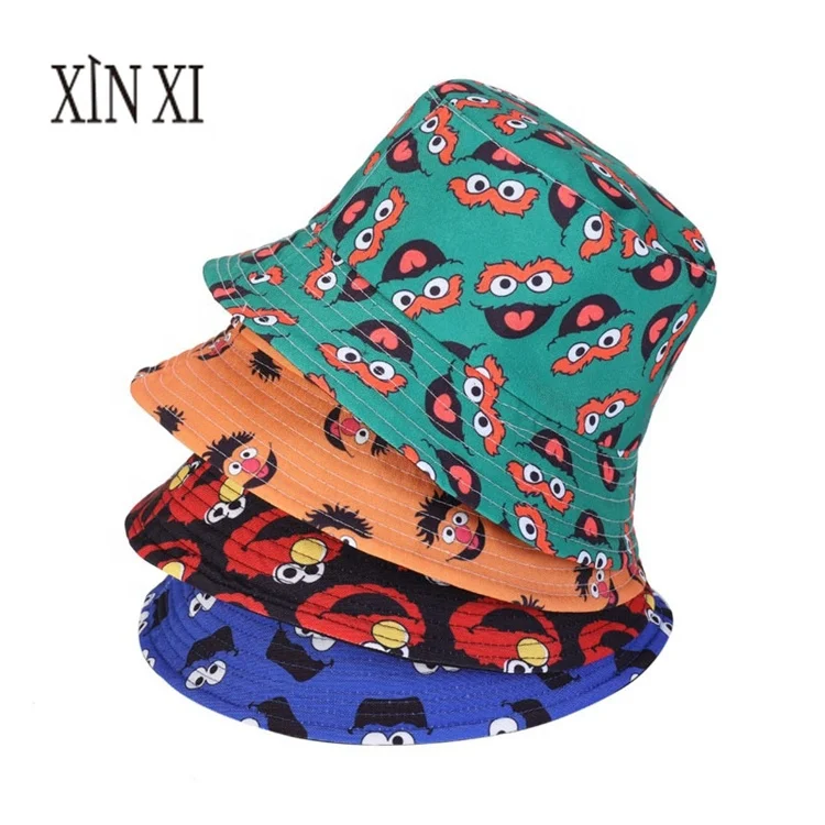 Wholesale Hot SaleSummer Fisherman Hat Reversible Cartoon Vintage Printed Bucket Hats For Women Men