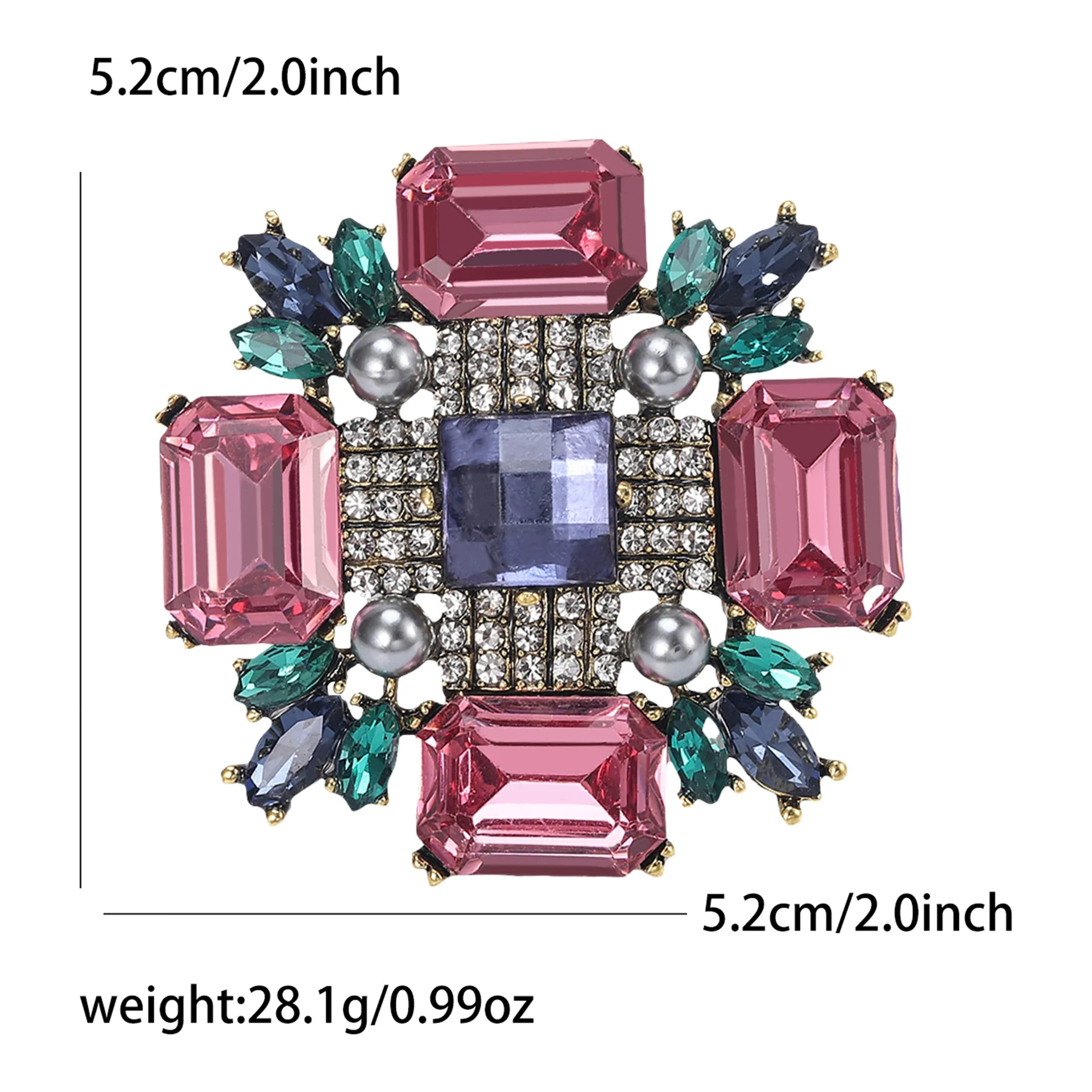 Exquisite Luxury Cross Flower Pearl Brooch Rhinestone Geometric Metal Vintage Dress Pins for Wedding Party Gift Jewelry Women