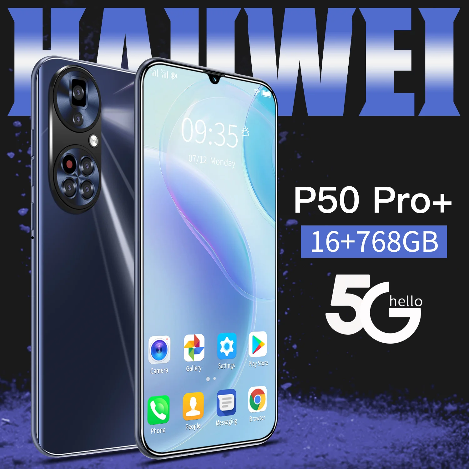 Android 11 P50 Pro smart camera music mobile phone 7.1-inch screen game GSM,WCDMA,5G in stock wholesale android smartphone