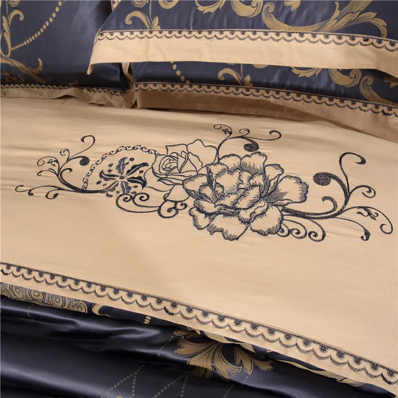 4 Pieces Luxury Queen King Sprei Draps En Coton Bedset Housse De Couette Cotton Comforter Bedding Set For Home