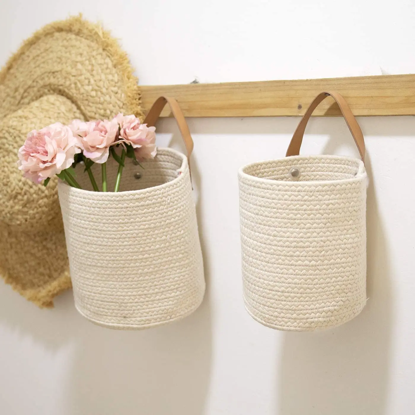 QJMAX Collapsible Household Hanging Wall Basket To Storage Fruits,Plant Or Flower
