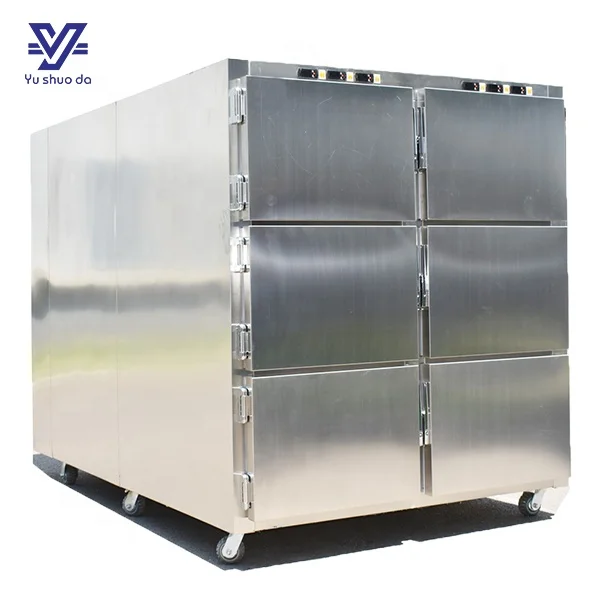 YUSHUODA stainless steel 6 bodies mortuary corpse refrigerator and freezer