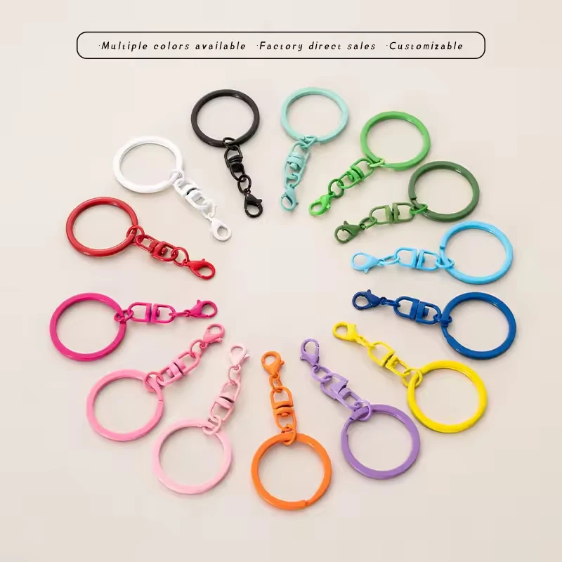 30mm Metal Keyring with Rotating Buckle Lobster DIY Jewelry Making Keychain Connector Key Ring Accessories