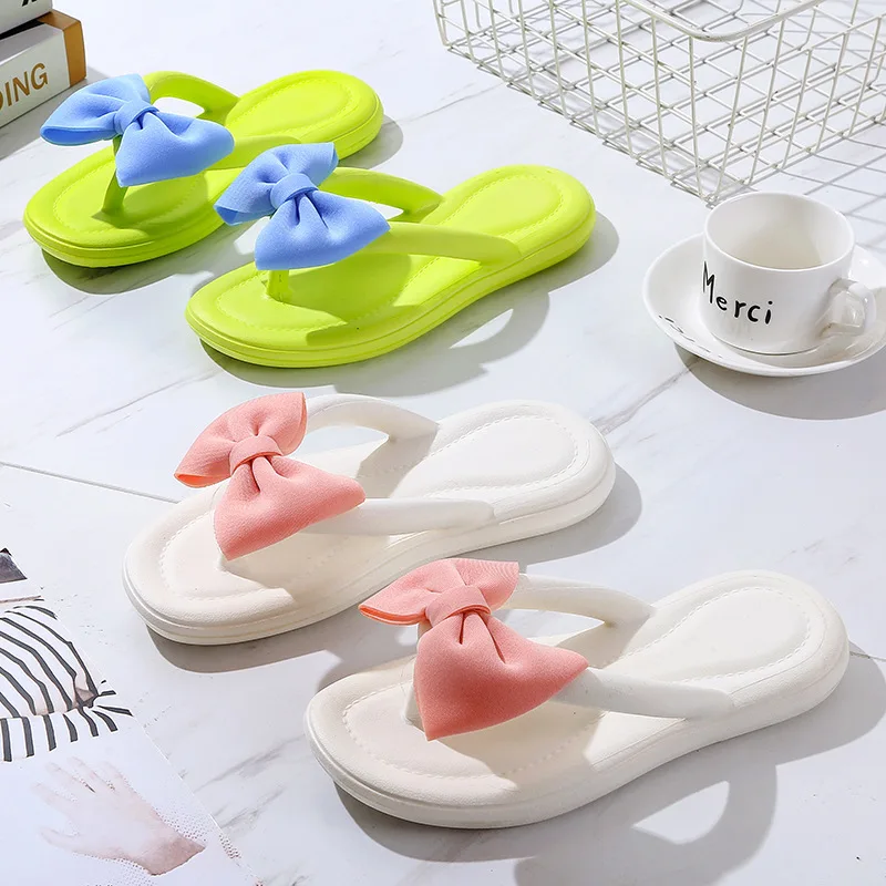 New Bow Flip-flops Cute Fairy Sandals Step On The Cloud Home Beach Anti-slip Slippers