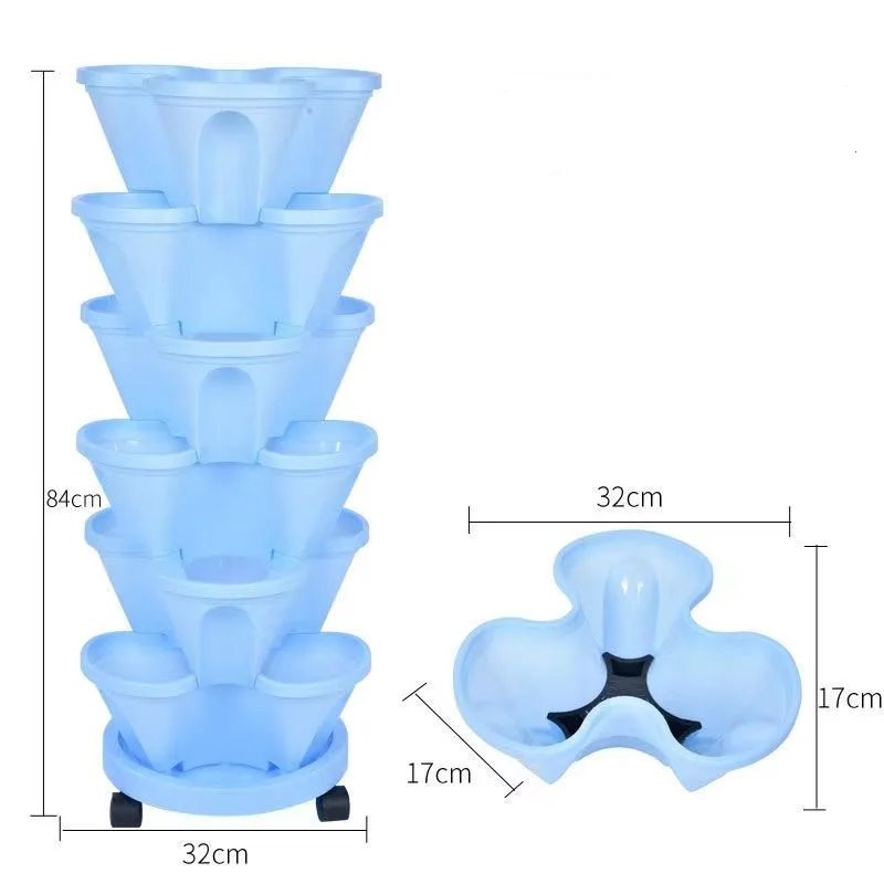Stackable flower pot home garden pot plastic strawberry vertical tower planter