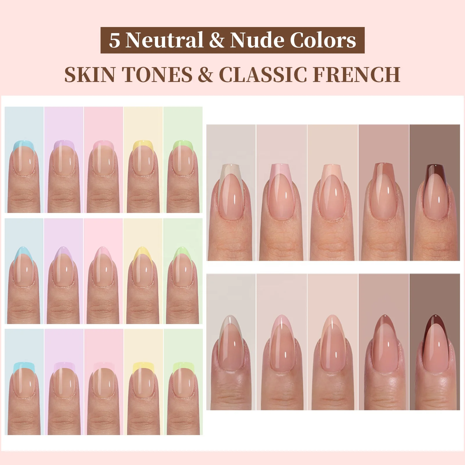 150pcs/box 3 in 1 Premade French X-COAT Tips 5 colors/box Traceless Manicure False Press on nails Soft Gel Tips