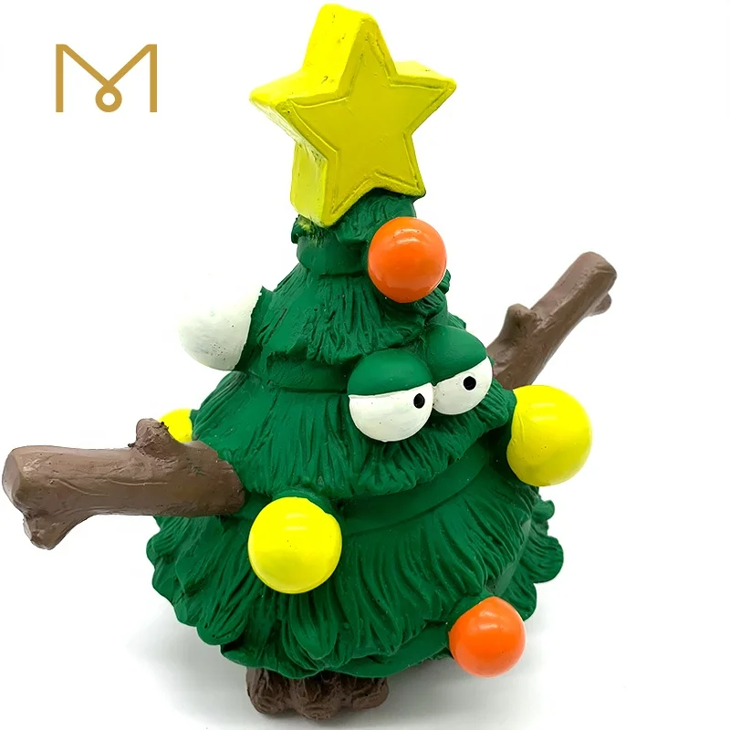 2024 New products christmas tree pet toy rubber latex toy eco-friendly squeaky xmas dog toy