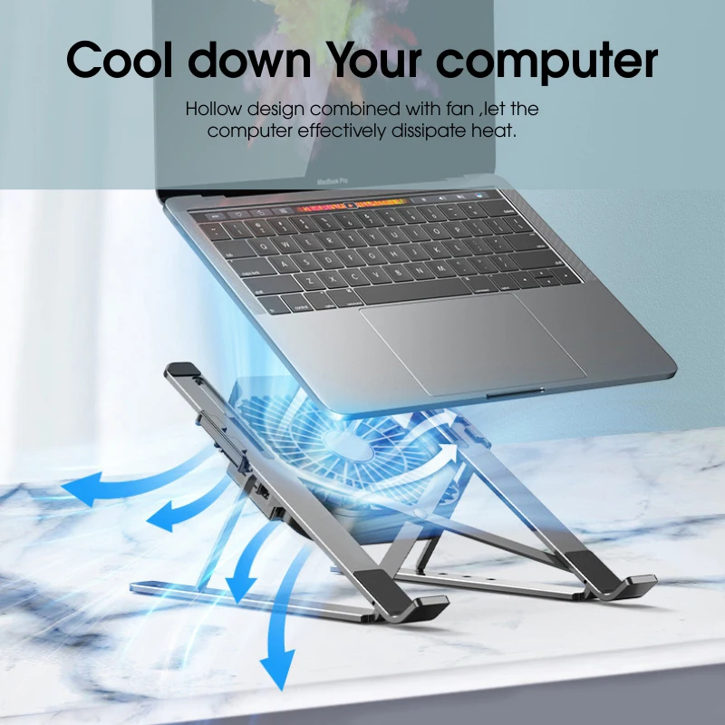 Aluminum Laptop Stand with Cooling Fan Adjustable Laptop Desk Holder Laptop Cooler Stand