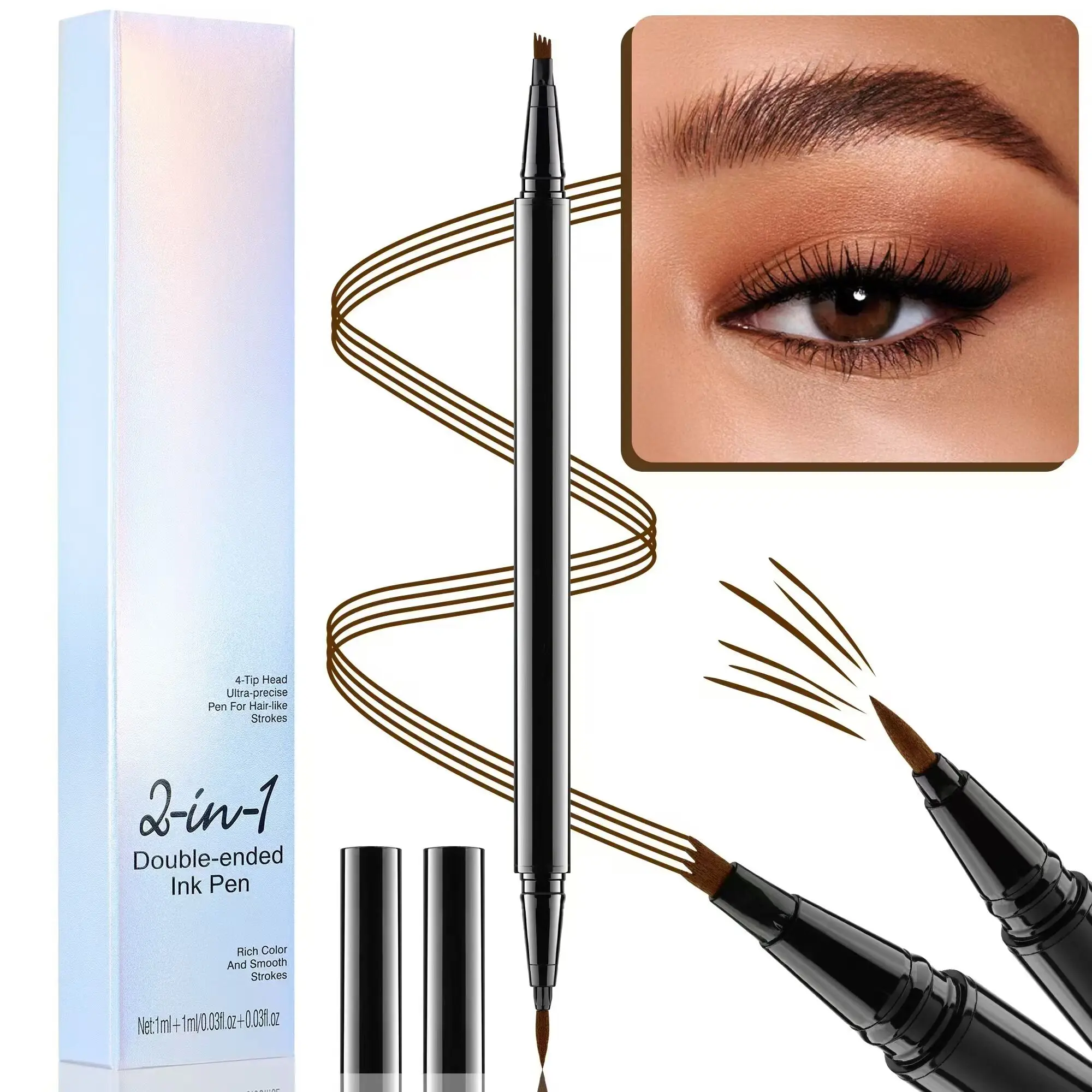 Eyebrow Pencil Custom Brown Black Eye Makeup Waterproof Long Lasting Vegan Brow Pencil Cosmetics Eyeliner Pen
