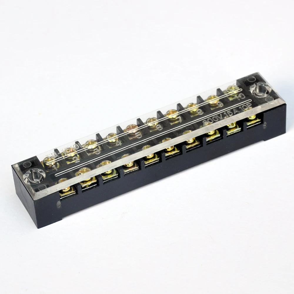 TB 1510  10-pin 3 way pcb straight mount black screw terminal block