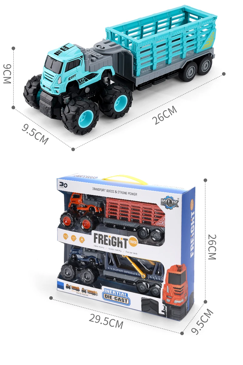  1:43 литая Игрушечная машина грузовик 4wd фрикционный и прицеп игрушка для