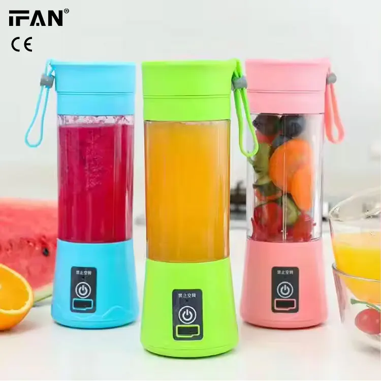 IFAN High Quality Mini Plastic Juicer Cup Wholesale for Fruit Baby Food Travel Battery Powered Juicers
