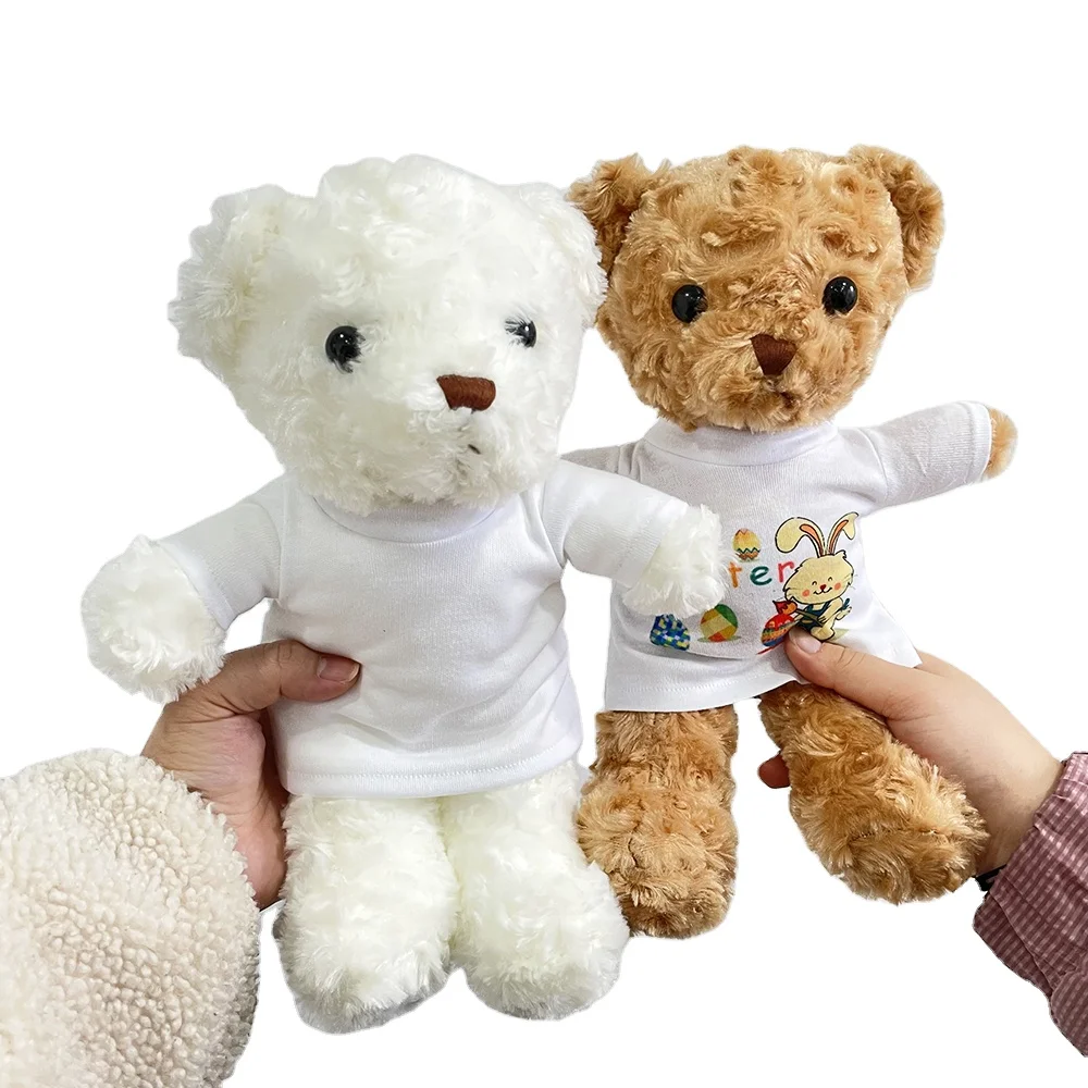 Sublimation Stuffed Animal blank sublimation cute Plush Teddy Bear toy Clothes tee T shirts for Dye Sublimation Heat Press