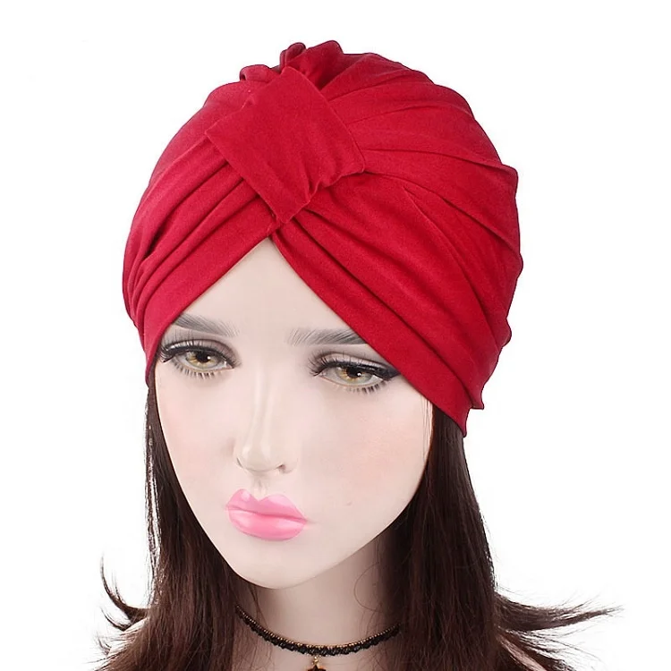 New Style Head Wrap Hijab Women Bandanas Chemo Girls Stretch Turban Hat Adults Muslim Prayer Cap Muslime Women Boonet 5 Pcs JH
