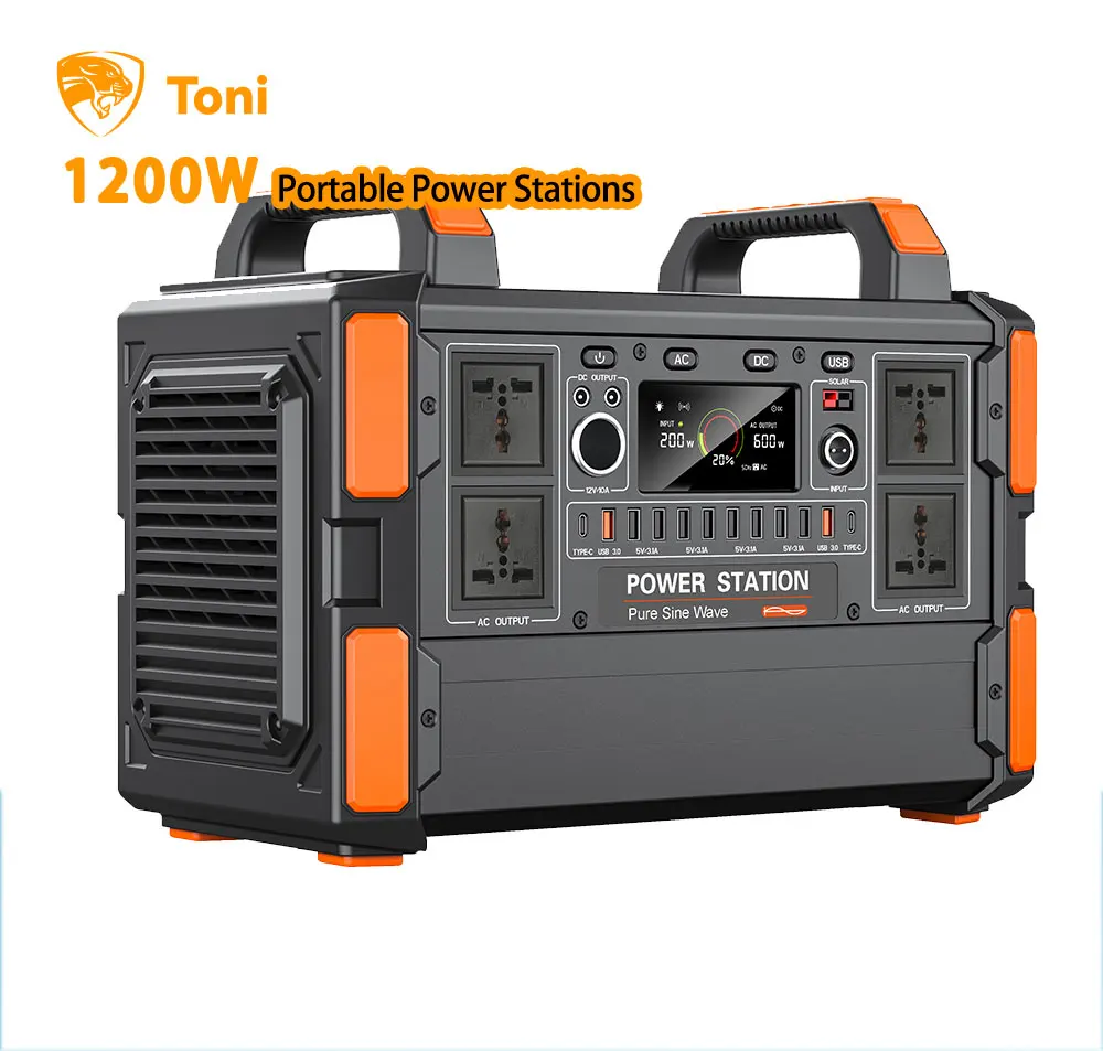 Toni PV1200W наружная электростанция портативный солнечный генератор с MPPT литий-ионным аккумулятором и солнечной панелью