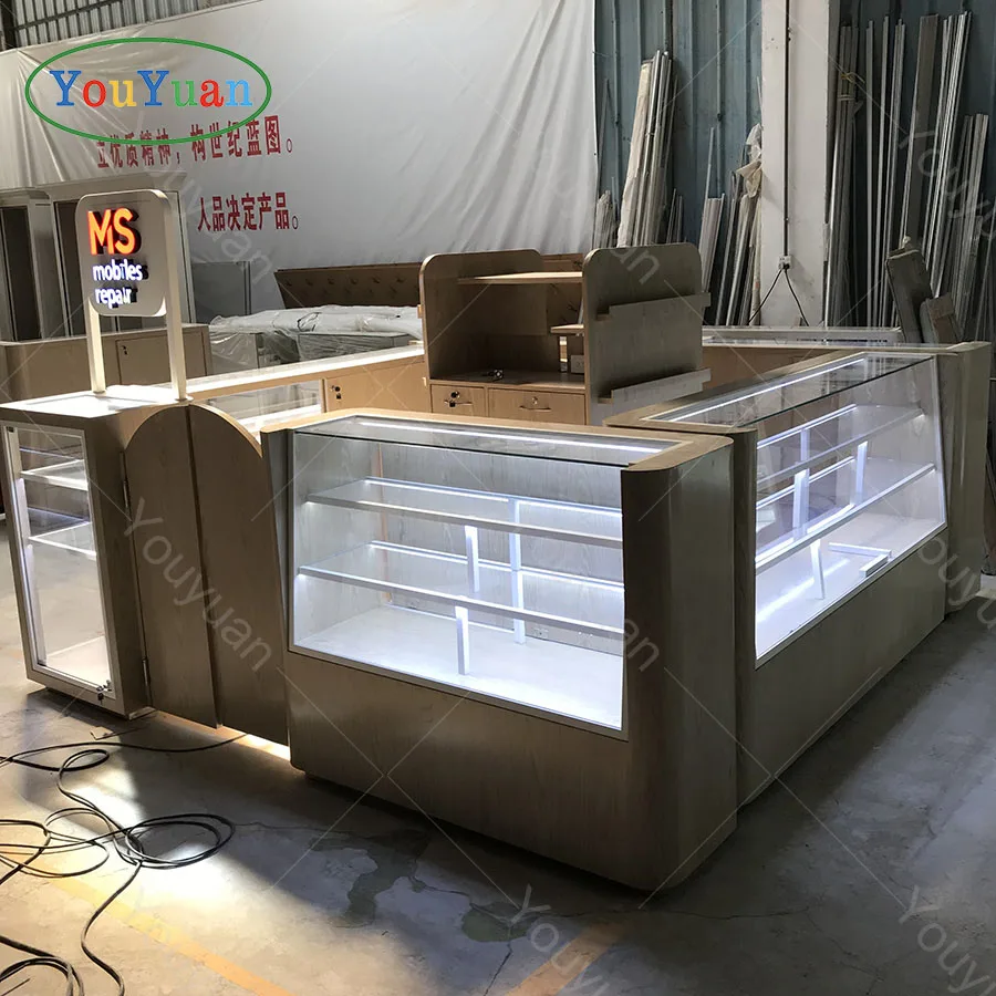 YOUYUAN Retail mall mobile phone accessory kiosk mobile shop counter for sale display cabinet cellphone kiosk
