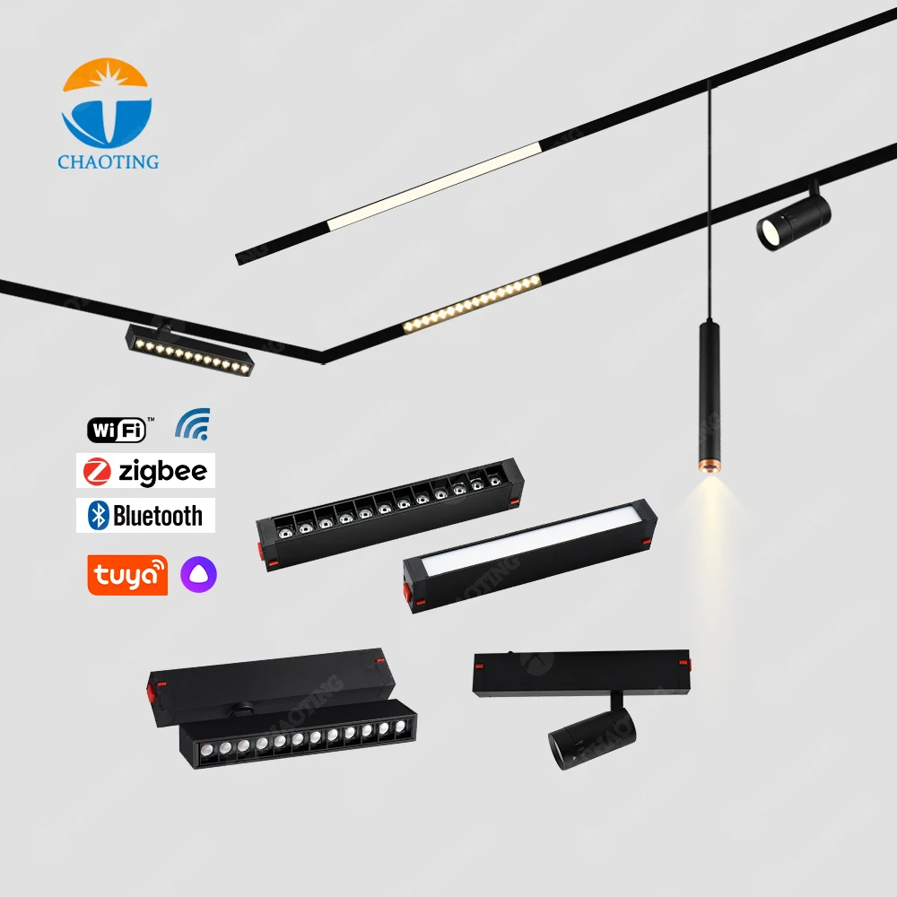 High Quality Track Rail System Aluminum Lighting Fixture 2 Wire Adaptor 7W 9W 10W 18W 27W Ceil LED Tracklight For Store Lighting