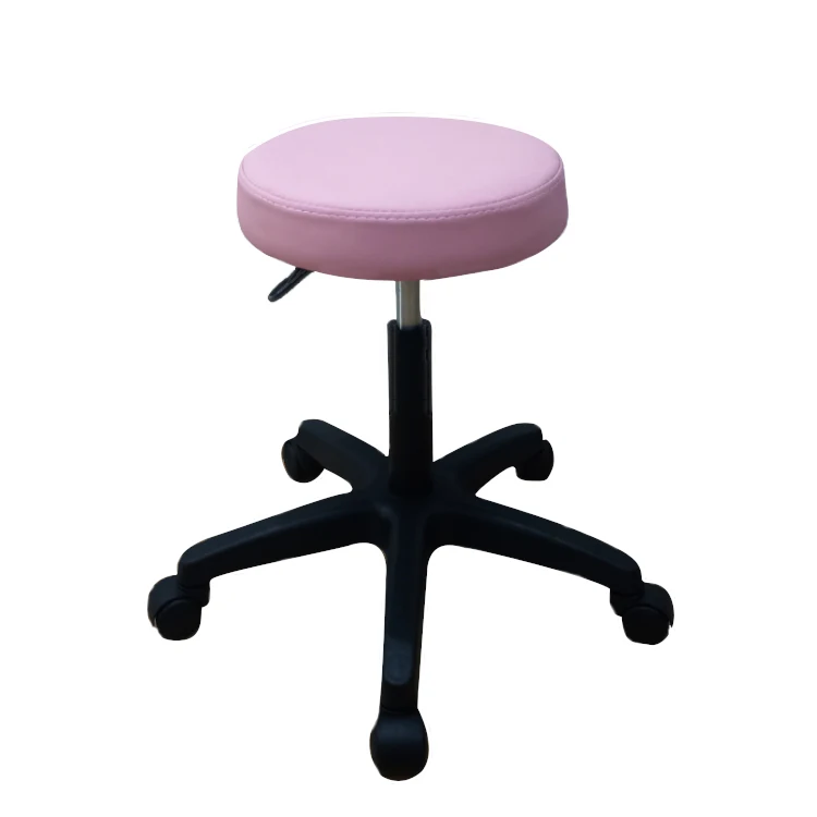 Beauty Spa Pink Stool Adjustable Rolling Salon Stool Hairdressing Master Chair Salon Furniture Barber Chair Chrome Metal Base